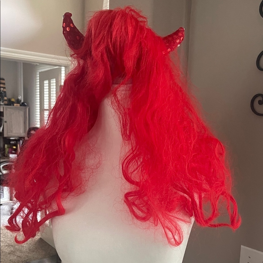 Red Devil Horns Wig for Women